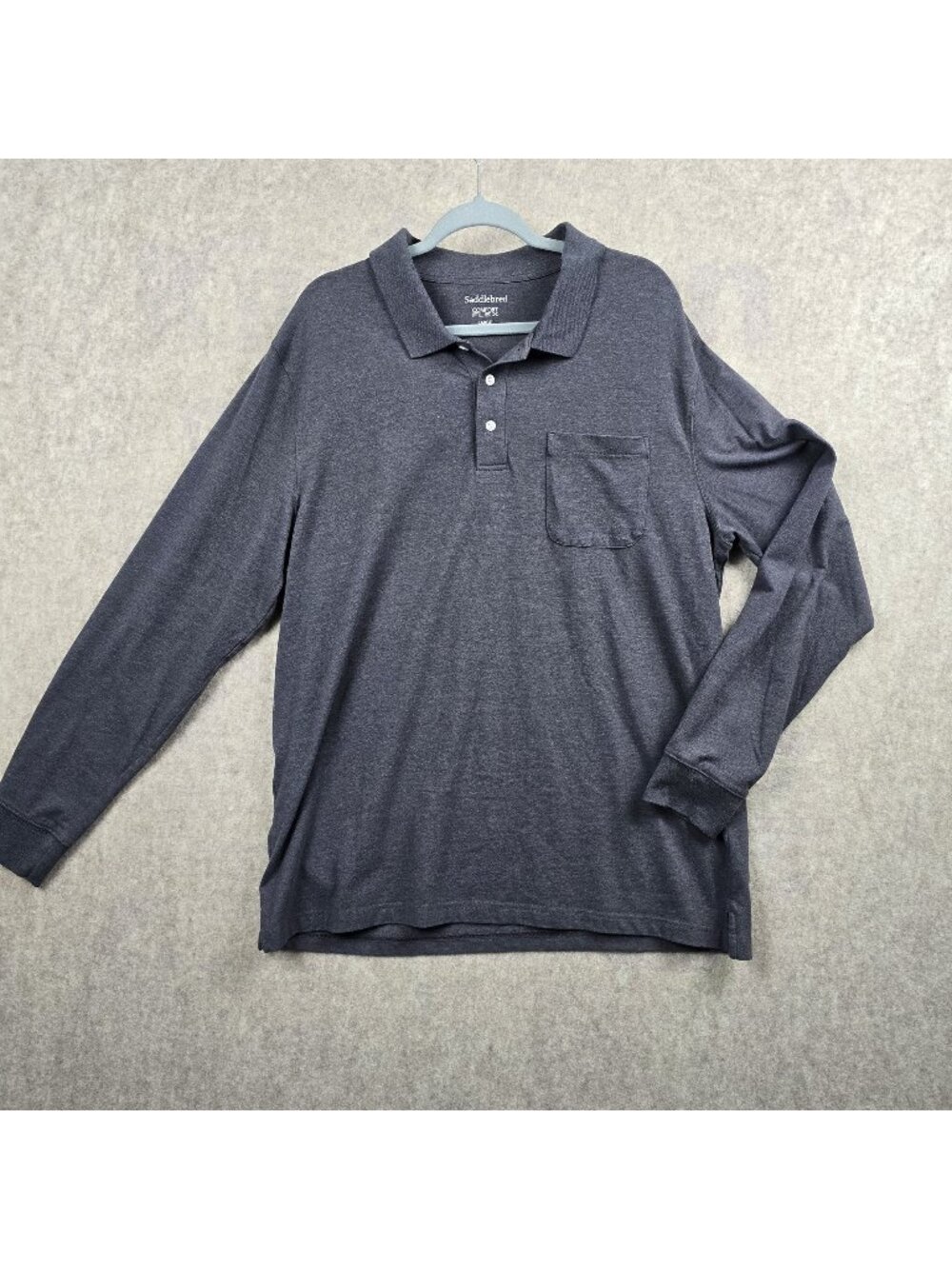 Saddlebred Men's Long Sleeve Polo Shirt Charcoal Gray Large Cotton Blend
